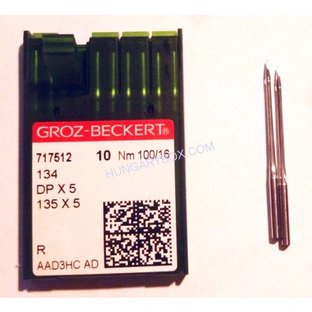 Groz Beckert 135x5 vagy 134 -es DPx5 "R" Ipari varrógéptű  több méretben. Gyorsvarróba. (10 db/doboz)