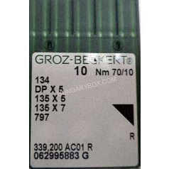   Groz Beckert 135x5 vagy 134 -es DPx5 "R" Ipari varrógéptű  több méretben, kerek combú. Gyorsvarróba. (10 db/levél)