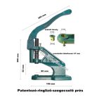 Patentozó nyomó/préselő gép, kézi, karos. Többfunkciós: ringlizés, lyukasztás, szegecselés, többféle patentnyomás.(W1/4") 
