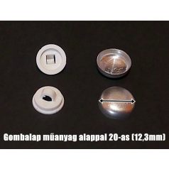   Gombalap 20-as műanyag alappal, fehér vagy fekete  ( 12 mm)  (100 db/cs)