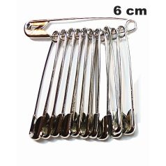 Biztosítótű nikkel 5-ös méret,  6 cm-es, 12 db /csomag