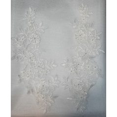   Menyasszonyi gyöngyös csipke  36 cm x 12 cm halvány ekrü 1 pár