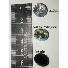   Divatgomb / kardigán gomb ezüst, szivárványos, fekete, csiszolt műanyag hátul varró füles Ø 12 mm.  30 Ft/db