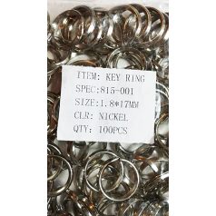   Kulcskarika 17 mm belső, külső 19 mm, nikkel színben, kétsoros gömbölyített oldalak.(kód 815-001) (100 db/csomag)