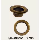 Ringli karika 8 mm, réz alapú, antikolt réz színű. (100 pár/csomag)