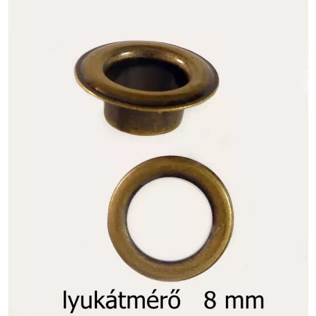 Ringli karika 8 mm, réz alapú, antikolt réz színű. (100 pár/csomag)