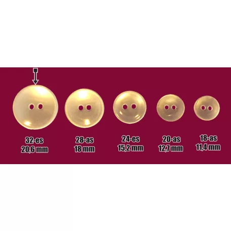 Hőálló 32-es ( 20 mm ) gomb átlátszó  Perlux gomb (100db/csomag)