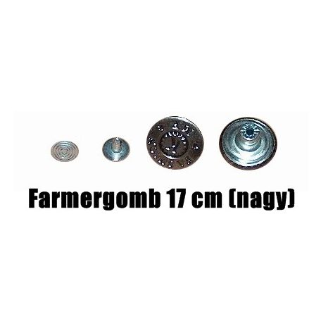 Farmergomb 17 mm, beüthető, WWS felirattal, anikolt réz vagy fényes ezüst színben 40 Ft / db ( 50 db)