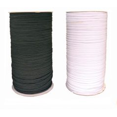   Gumipertli 3 mm-es, laposgumi,  fekete vagy fehér. 100 % megnyúlás. (100 méter/orsó) Gumiszalag 3 mm.