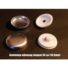   Gombalap 30-as műanyag alappal, fehér vagy fekete( 18,5 mm) (100 db/cs) 
