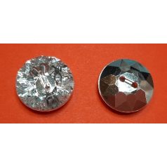   Strassz hatású 15 mm gomb kétlyukú, átvarrós, csiszolt műanyag.  25 db/csomag