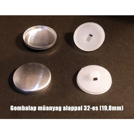 Gombalap 32-es műanyag alappal, fehér vagy fekete (20 mm), gombbehúzáshoz (100 db/cs)