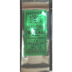   Gyöngyfűzőtű "REGAL 12 NEEDLES"  vékony tű, No.:12. nikkel. 320 Ft / csomag (15 db) 