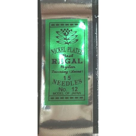 Gyöngyfűzőtű "REGAL 12 NEEDLES"  vékony tű, No.:12. nikkel. 320 Ft / csomag (15 db) 