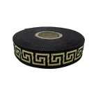Szalag fekete - arany görög mintás 16 mm. 10 méter/orsó Fantastic Jacquard