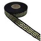 Szalag fekete - arany görög mintás 16 mm. 10 méter/orsó Fantastic Jacquard