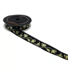Szalag fekete - arany tulipános 16 mm. 10 méter/orsó Fantastic Jacquard