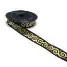 Szalag sötétkék - arany inda mintás 16 mm. 10 méter/orsó Fantastic Jacquard