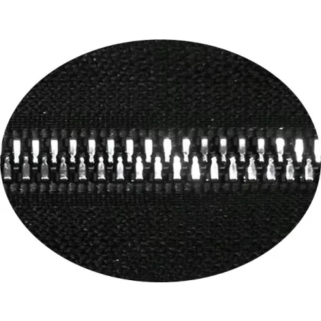 Műanyag cipzár 60 cm  bontható. Fém hatású elegáns műanyag fog ,  arany vagy ezüst foggal.  