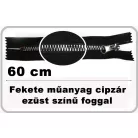 Műanyag cipzár 60 cm  bontható. Fém hatású elegáns műanyag fog ,  arany vagy ezüst foggal.  