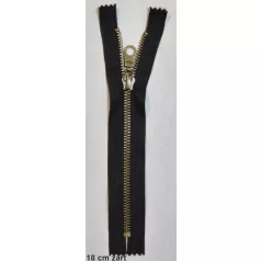   Fémcipzár VT10 zárt antikolt réz húzózár 18 cm, fekete színben.  Zsebcipzár 1 db-tól