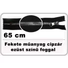 Műanyag cipzár 65 cm  bontható. Fém hatású elegáns műanyag fog ,  arany vagy ezüst foggal.  