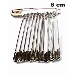 Biztosítótű nikkel 5-ös méret,  6 cm-es, 12 db /szett