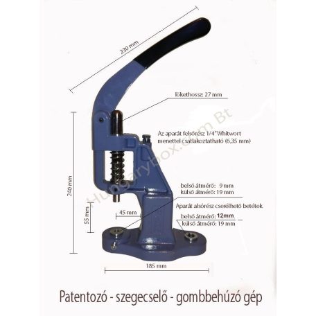 Patentozó nyomó/préselő + gombbehúzó gép, kézi. (W1/4") TEP-2