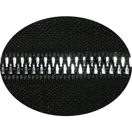 Műanyag cipzár 75 cm  bontható. Fém hatású elegáns műanyag fog ,  arany vagy ezüst foggal.  