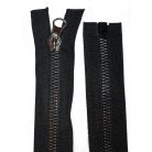 Műanyag cipzár 75 cm  bontható. Fém hatású elegáns műanyag fog ,  arany vagy ezüst foggal.  