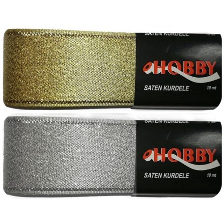 Kétoldalas lurex szalag 20 mm arany vagy ezüst 10 méteres