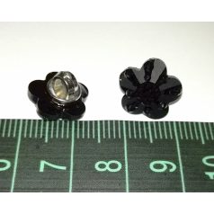   Divatgomb kis virág alakú, fekete, csillogó fekete göbökkel, hátul varró, 20-as ( 12 mm), 40 Ft/db 