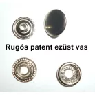 Rugós patent 15 mm  vas anyagú, ezüst, antik black nikkel színű (100 szett/csomag)