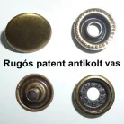 Rugós patent 15 mm  vas anyagú, ezüst, antik black nikkel színű (100 szett/csomag)