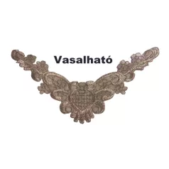   Vasalható ruhadíszítő csipkegallér 25 cm hosszú ezüst vagy arany színben. 