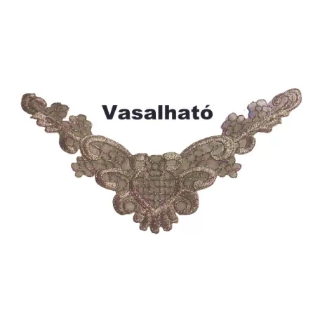 Vasalható ruhadíszítő csipkegallér 25 cm hosszú ezüst vagy arany színben. 