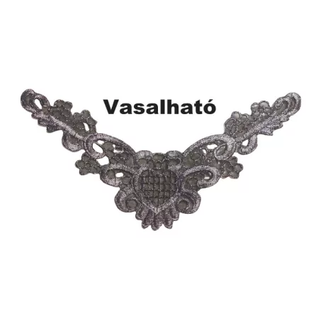 Vasalható ruhadíszítő csipkegallér 25 cm hosszú ezüst vagy arany színben. 