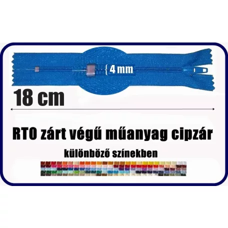 RT0 18 cm zárt végű (3-as) spirál cipzár (20 db/csomag/szín)