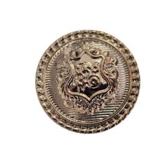   Díszgomb nagy címer mintával világos arany színű, több méretben. 10 db/csomag/ méret