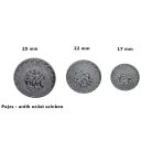 Díszgomb antik ezüst színű, pajzs mintával. 10 db/csomag