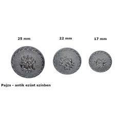   Díszgomb antik ezüst színű, pajzs mintával. 10 db/csomag