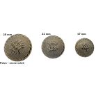 Díszgomb arany színű, pajzs mintával. Választható méret:  25 mm - 22 mm - 17 mm .10 db /csomag