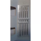 Stoppolótű 5/0-ás teljes tűhossz 9 cm a tű foka 9 mm vastagság: 1,5 mm 5 db/levél