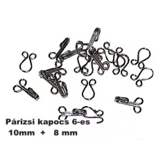   Párizsi kapocs 6 -os méret ezüst vagy fekete (10+8 mm)  (100 pár/doboz)  