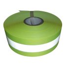 Varrható fényvisszaverő szalag 50 mm, neonsárga, 20 mm-es szürke csíkkal. 5 méter/kiszerelés. Felvarrható.
