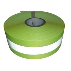   Varrható fényvisszaverő szalag 50 mm, neonsárga, 20 mm-es szürke csíkkal. 5 méter/kiszerelés. Felvarrható.