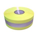 Varrható fényvisszaverő szalag 50 mm, neonsárga, 20 mm-es szürke csíkkal. 5 méter/kiszerelés. Felvarrható.