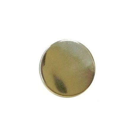 Lapos, 21 mm arany színű, hátul varró, műanyag, füles gomb "patent gomb" 12 db-tól