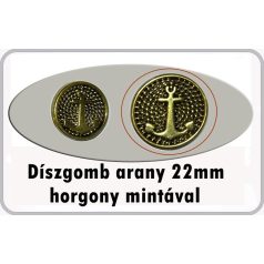 Díszgomb horgony mintával 22 mm arany színű, 50 Ft/db 