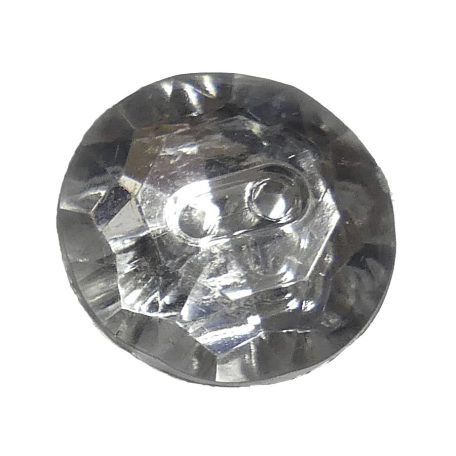Strassz hatású 22 mm -es (34-es)  gomb csiszolt "gyémánt" hatású műanyag, kétlyukú átvarrós. ( 50 db-tól)